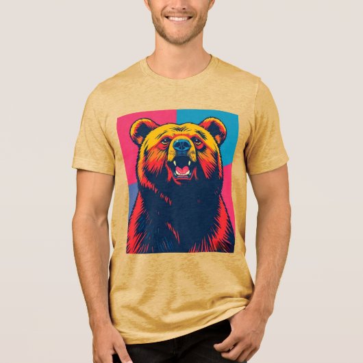 Grizzly Beer Pop Art Tri-Blend Shirt (Voorkant)