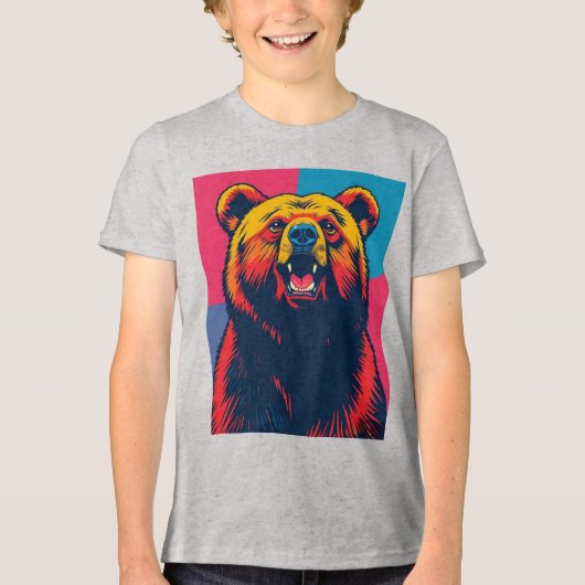 Grizzly Beer Pop Art Tri-Blend Shirt (Voorkant)