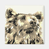 Grizzly beer pop kunst natuur bruin magneet (Voorkant)