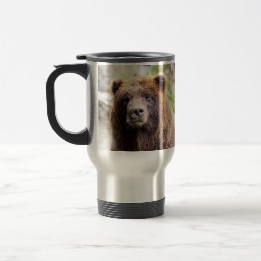 Grizzly Beer portret dicht Reisbeker (Links)