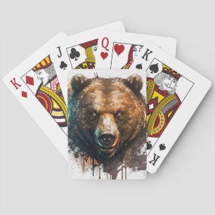 Grizzly Beer Portret Dieren Schilderij Wilde Diere Pokerkaarten