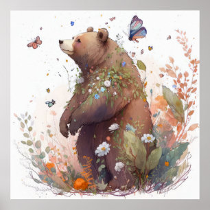 Grizzly Beer Portret Dierenschilderij Wildlife Art Poster