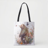 Grizzly Beer Portret Dierenschilderij Wildlife Art Tote Bag (Voorkant)