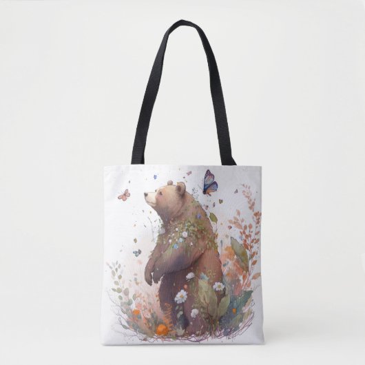 Grizzly Beer Portret Dierenschilderij Wildlife Art Tote Bag (Voorkant)