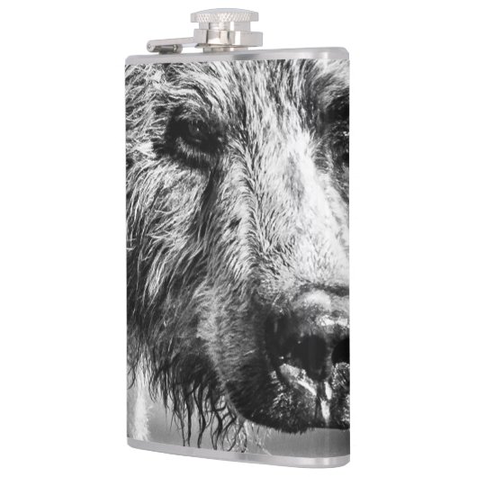 Grizzly beer portret heupfles (Links)