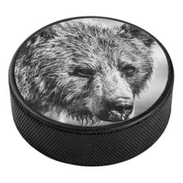 Grizzly beer portret hockey puck