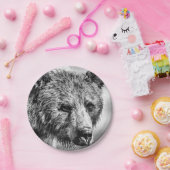 Grizzly beer portret papieren bordje (Feest)