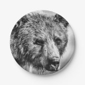 Grizzly beer portret papieren bordje (Voorkant)