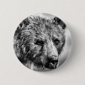 Grizzly beer portret ronde button 5,7 cm (Voorkant)