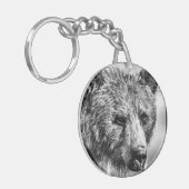 Grizzly beer portret sleutelhanger (Voorkant Links)