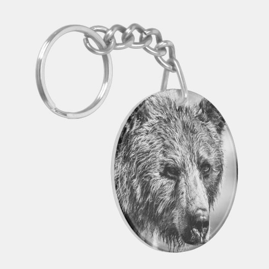 Grizzly beer portret sleutelhanger (Voorkant Links)