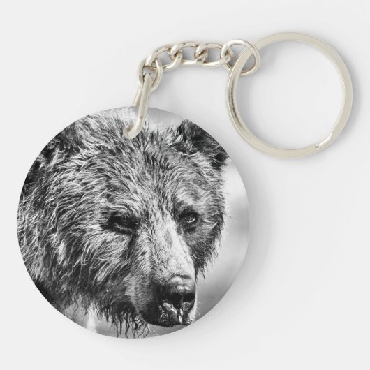 Grizzly beer portret sleutelhanger (Achterkant)