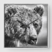 Grizzly beer portret vierkante klok (Voorkant)