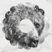 Grizzly beer portret wijnglaslabel (Achterkant)