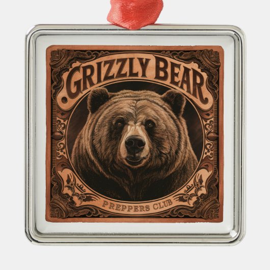 Grizzly Beer Preppers Club Metalen Ornament (Voorkant)