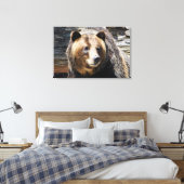 Grizzly Beer profiel verpakt canvas print (Insitu (Slaapkamer))