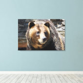 Grizzly Beer profiel verpakt canvas print (Insitu (Houten vloer))