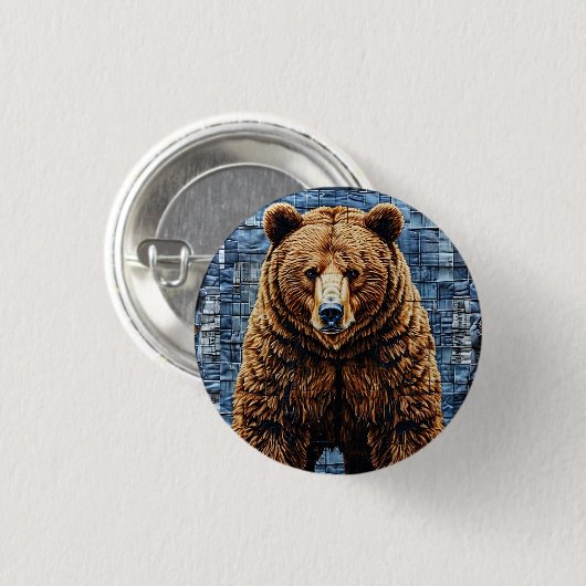 Grizzly beer ronde button 3,2 cm (Voorkant /achterkant)