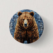 Grizzly beer ronde button 3,2 cm (Voorkant)