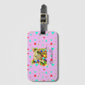 Grizzly Beer Roze Bagagelabel (Voorkant (verticaal))
