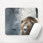 Grizzly Beer Salmon & Waterfall Wildlife Mousepad Muismat (Met muis)