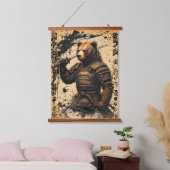 Grizzly Beer Samurai Warrior - Japanse Inktstijl Hangend Wandkleed (Slaapkamer)