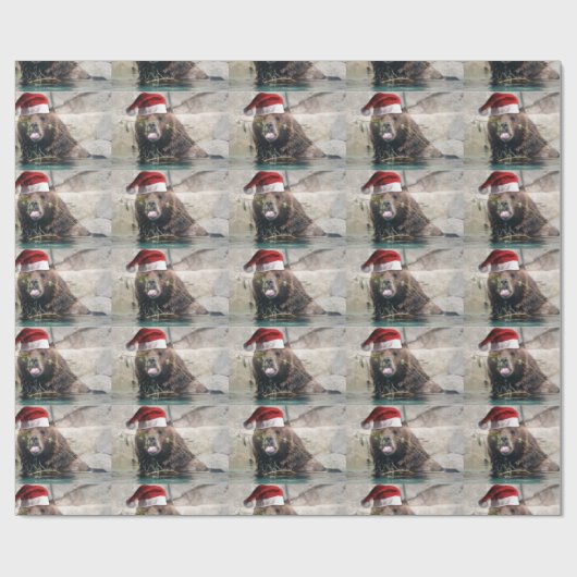 Grizzly Beer Santa Claus Cadeaupapier (Vlak)