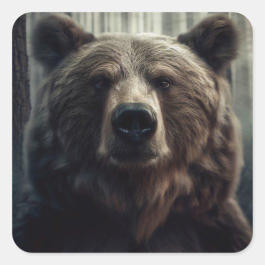 Grizzly Beer schilderij Vierkante Sticker (Voorkant)