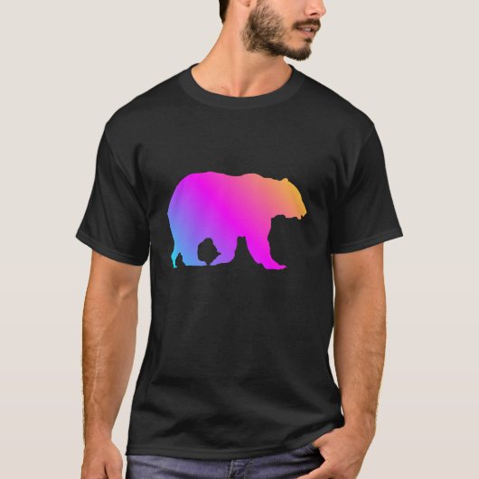 Grizzly Beer Silhouette Colorful Pastels T-shirt (Voorkant)