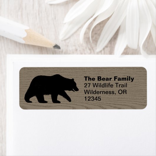 Grizzly Beer Silhouette Retour Adreslabels Etiket (Insitu)