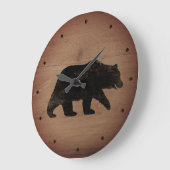 Grizzly Beer Silhouette Rustic Style Grote Klok (Hoek)