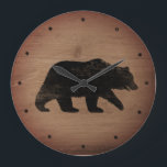 Grizzly Beer Silhouette Rustic Style Grote Klok<br><div class="desc">Zorgvuldig Beer wandklok. Het houtontwerp is bedrukt,  niet echt hout.</div>