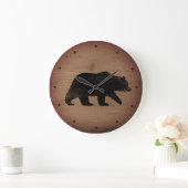 Grizzly Beer Silhouette Rustic Style Grote Klok (Huis)
