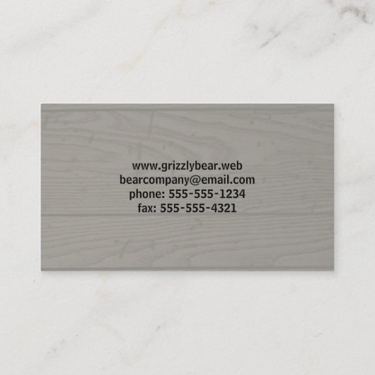Grizzly Beer Silhouette Rustic Weathered Faux Visitekaartje (Achterkant)