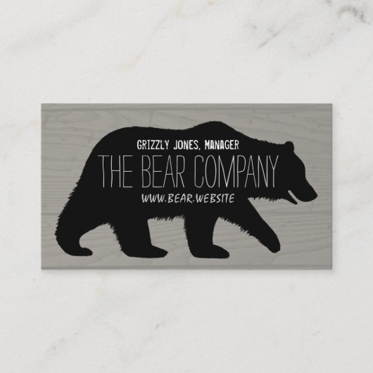 Grizzly Beer Silhouette Rustic Weathered Faux Visitekaartje (Voorkant)