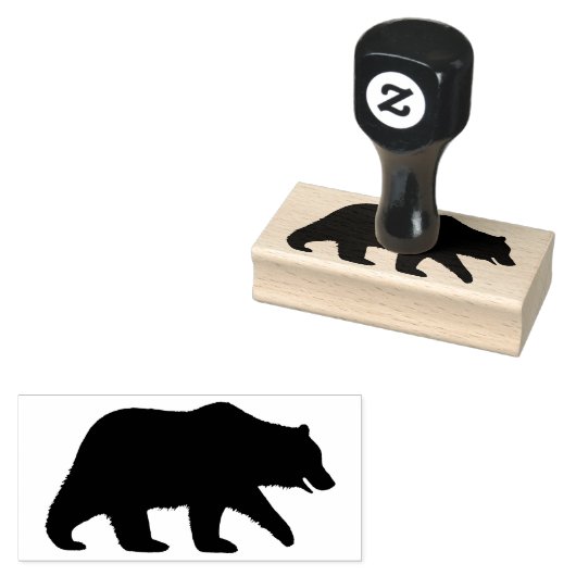 Grizzly Beer Silhouette Wilde Dier Rubberstempel (Gestempeld)