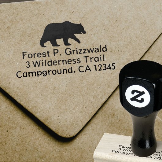 Grizzly Beer Silhouette Wildlife Retouradres Rubberstempel