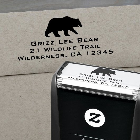 Grizzly Beer Silhouette Wildlife Retouradres Zelfinktende Stempel