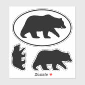 Grizzly Beer Silhouettes Oval and Die Cut Stickers (Vel)