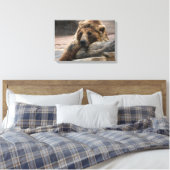 Grizzly Beer slapen Canvas print (Insitu (Slaapkamer))