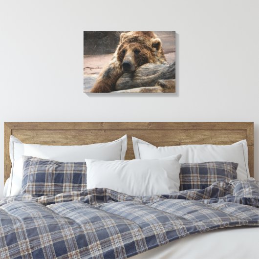 Grizzly Beer slapen Canvas print (Insitu (Slaapkamer))