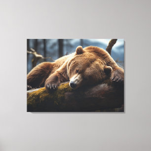 GRIZZLY BEER SLAPENDE OMWONDEN CANVAS PRINT
