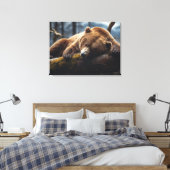 GRIZZLY BEER SLAPENDE OMWONDEN CANVAS PRINT (Insitu (Slaapkamer))