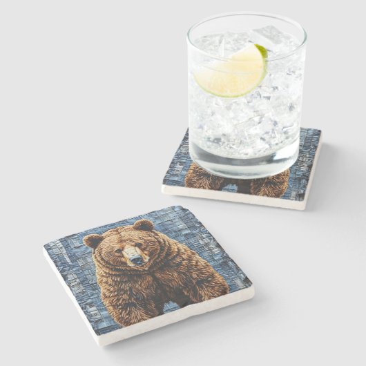 Grizzly beer stenen onderzetter (Zijkant)