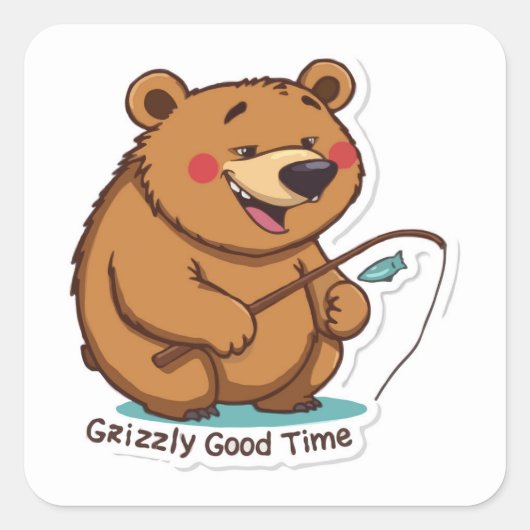 Grizzly Beer Sticker - Goede tijd Outdoor Vist (Voorkant)