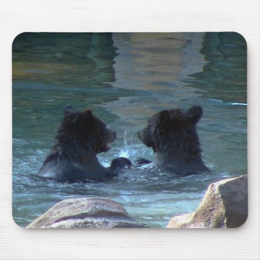 Grizzly Beer Swimming Party Mousepad Muismat (Voorkant)