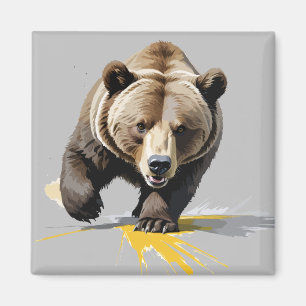 Grizzly Beer Vector Grafische Kunst Portret Dier Magneet