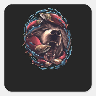 Grizzly beer vierkante sticker