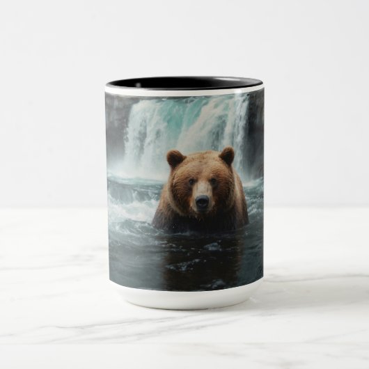 Grizzly Beer & Waterfall Wildlife Design Mok (Midden)
