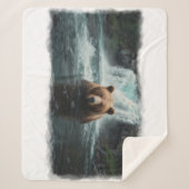 Grizzly Beer & Waterfall Wildlife Design Sherpa Deken (Voorkant)